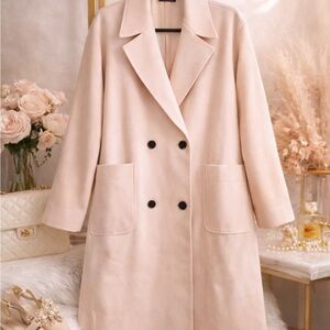Women’s Double-Breasted Cream Long Coat